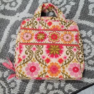 VERA BRADLEY Pink and Orange Floral Makeup Travel Bag